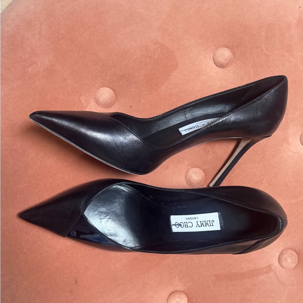 Jimmy Choo Black Leather Pointed Toe Stiletto Pumps